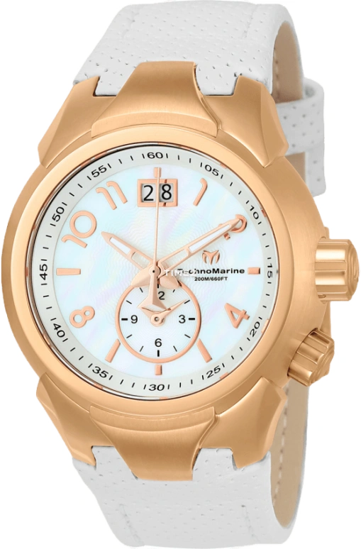 TechnoMarine,Sea 42mm,42mm,Stainless Steel,Rose Gold,White,Quartz,Dule Time,Big Date,TM,TM-716004