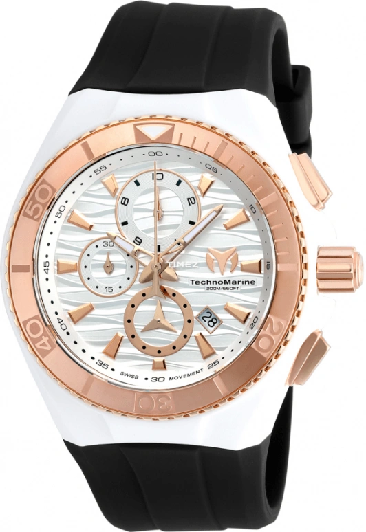 TechnoMarine,Cruise 46mm,46mm,Stainless Steel,Rose Gold,White,Quartz,Chronograph,Day,TM,TM-115047