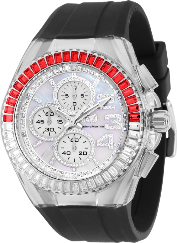 TechnoMarine,Cruise 45mm,45mm,Stainless Steel,Silicone,White,Quartz,Chronograph,Hardlex,TM,TM-121025