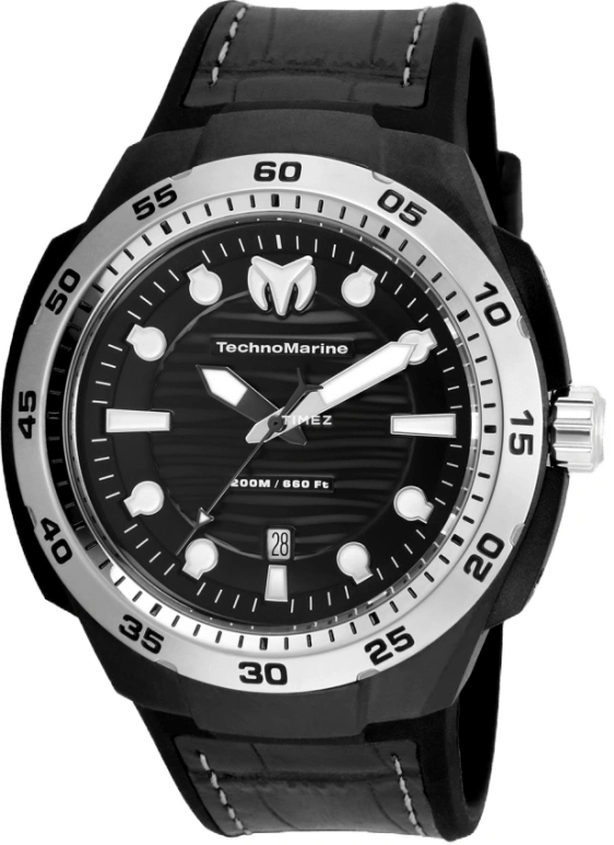 TechnoMarine,Reef 45mm,45mm,Carbon,Stainless Steel,Black,Quartz,Day,Hardlex,TM,TM-515006