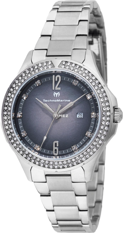 TechnoMarine,Luna 33mm,33mm,Stainless Steel,Black,Quartz,Day,Hardlex,TM,TM-826008