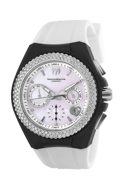 TechnoMarine,Cruise 40mm,40mm,Stainless Steel,Silicone,White,Quartz,Chronograph,Day,TM,TM-117044