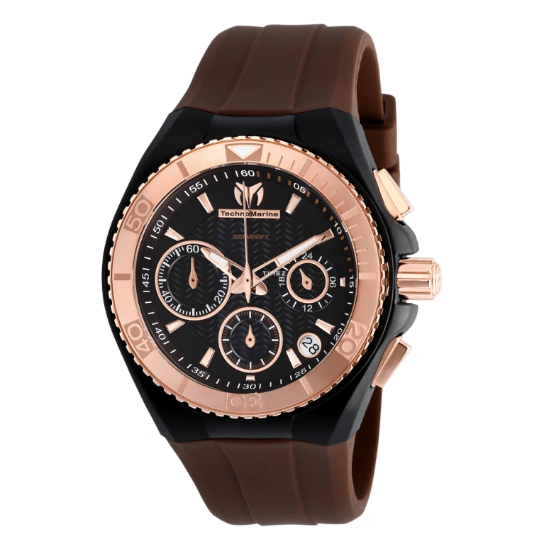 TechnoMarine,Cruise 40.57mm,40.57mm,Stainless Steel,Silicone,Black,Quartz,Chronograph,Day,Dule Time,TM,TM-115034