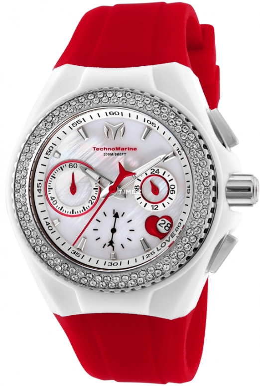 TechnoMarine,Cruise 40mm,40mm,Stainless Steel,Silicone,White,Quartz,Chronograph,Day,TM,TM-117001