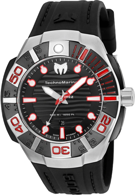 TechnoMarine,Reef 45mm,45mm,Stainless Steel,Aluminium,Black,Quartz,Day,Sapphire,Crystal Glass,TM,TM-515010