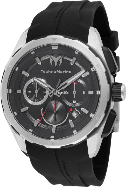 TechnoMarine,Ocean 43mm,43mm,Stainless Steel,Black,Quartz,Chronograph,Day,Dule Time,TM,TM-318098