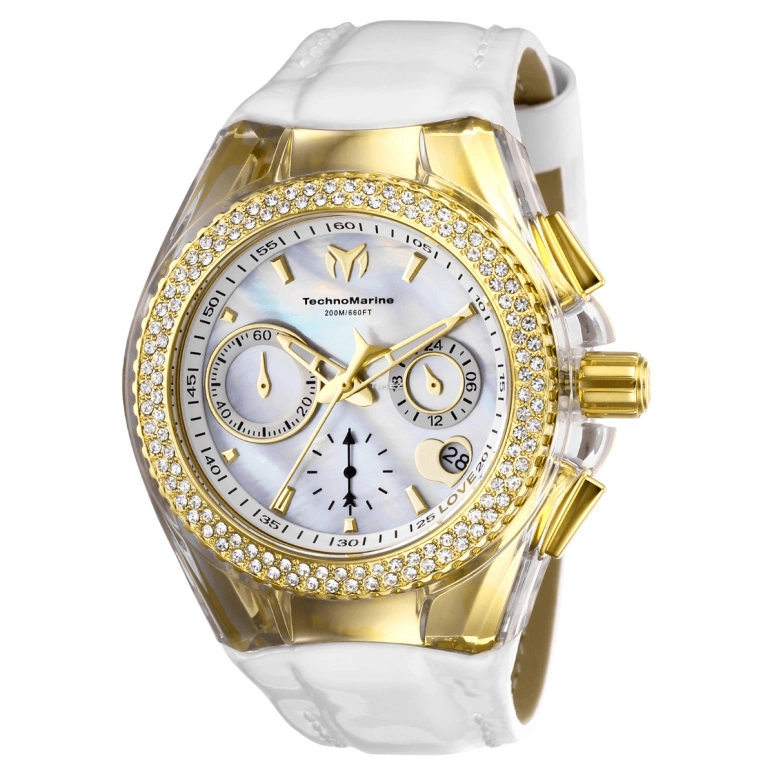 TechnoMarine,Cruise 40mm,40mm,Stainless Steel,Silicone,White,Quartz,Chronograph,Day,TM,TM-117046