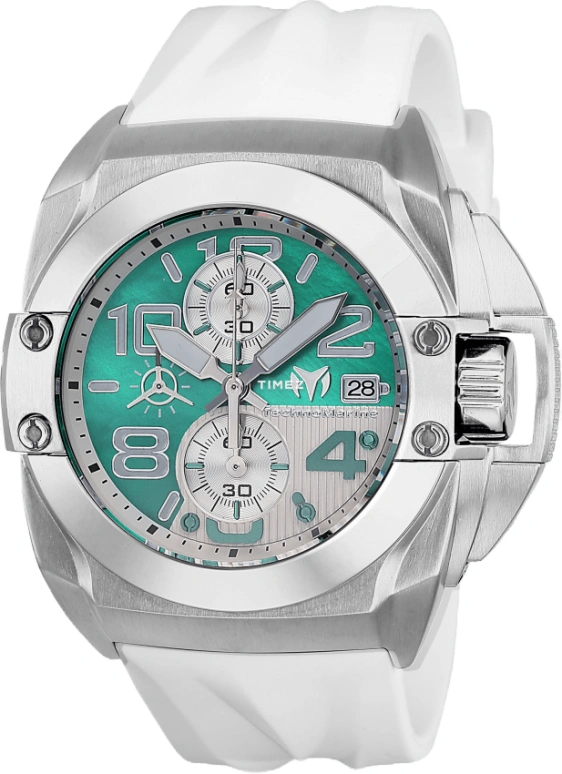 TechnoMarine,Reef 45mm,45mm,Stainless Steel,Dual,Green,Silver,Quartz,Chronograph,Day,TM,TM-518009