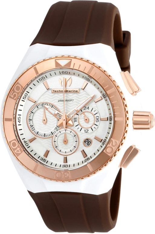TechnoMarine,Cruise 40.65mm,40.65mm,Stainless Steel,Silicone,White,Quartz,Chronograph,Day,TM,TM-115035