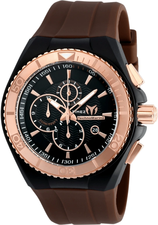 TechnoMarine,Cruise 46mm,46mm,Stainless Steel,Silicone,Black,Quartz,Chronograph,Day,TM,TM-115037