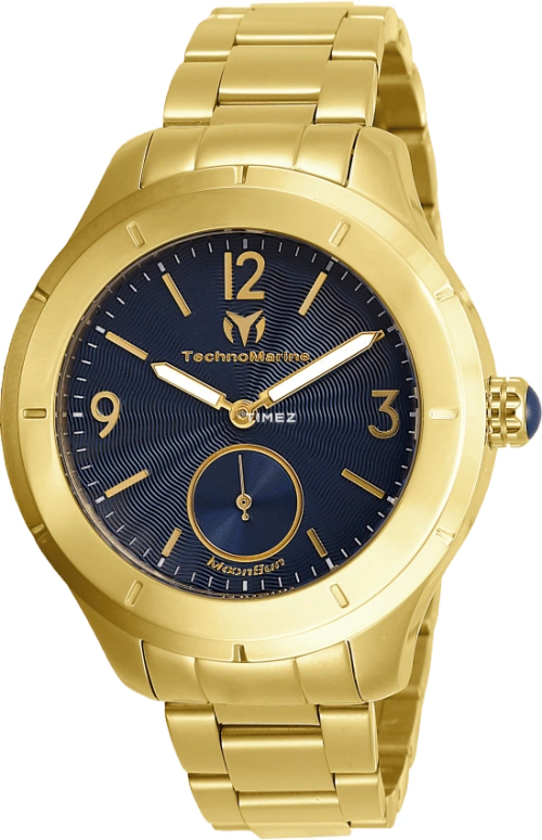 TechnoMarine,MoonSun 42mm,42mm,Stainless Steel,Blue,Quartz,Hardlex,Round,TM,TM-818002