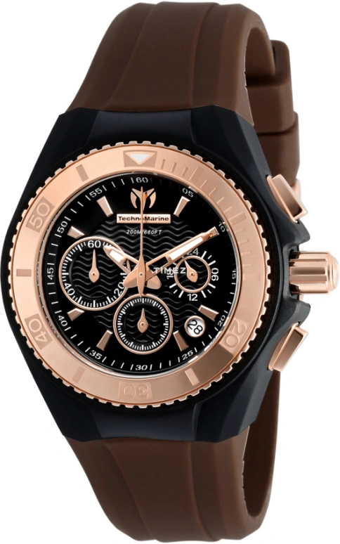 TechnoMarine,Cruise 38mm,38mm,Stainless Steel,Silicone,Black,Quartz,Chronograph,Day,TM,TM-115033
