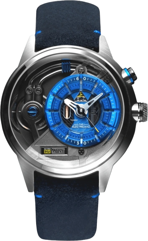 THE ELECTRICIANZ,Other 45mm,45mm,Stainless Steel,Dual,Blue,Silver,Quartz,Glass,Round,ZZ,ZZ-A3C/02