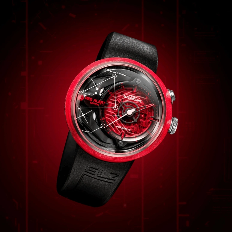 THE ELECTRICIANZ,Other 46mm,46mm,Stainless Steel,Fiber Glass,Black,Red,Automatic,42hours,Hardlex,ZZ,ZZ-D1C/03-CRD
