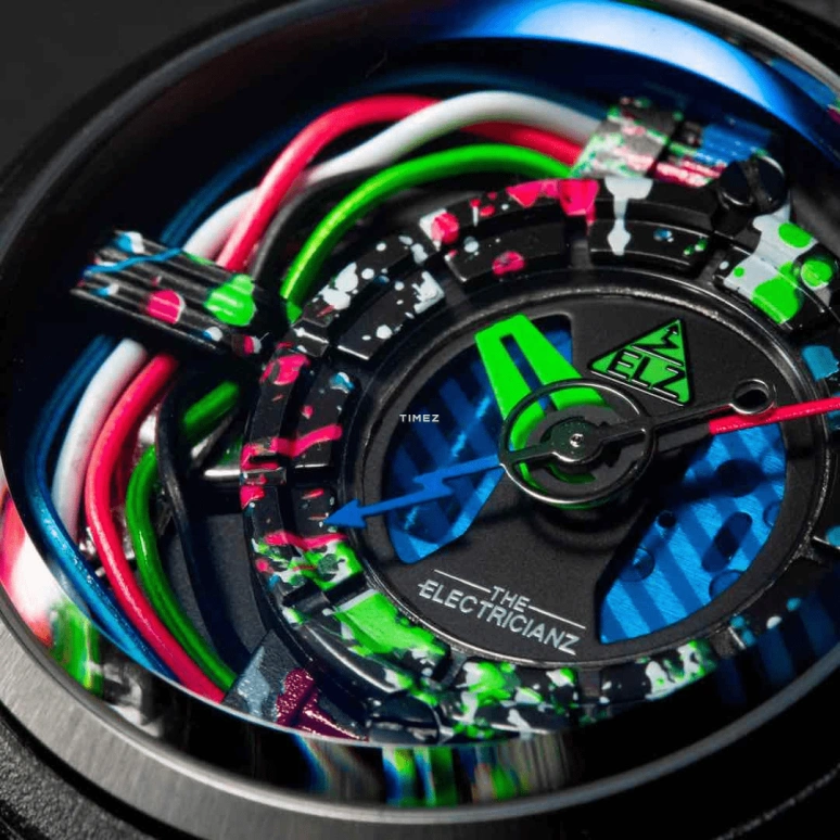THE ELECTRICIANZ,Other 42mm,42mm,Stainless Steel,Carbon,Multi-Color,Quartz,Glass,Round,ZZ,ZZ-A1A/08
