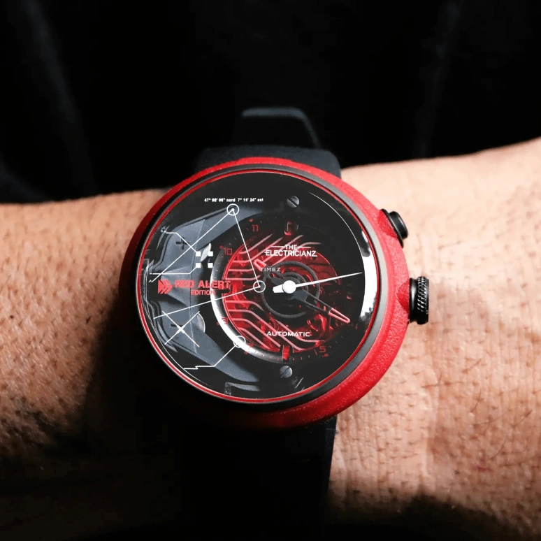 THE ELECTRICIANZ,Other 46mm,46mm,Stainless Steel,Fiber Glass,Black,Red,Automatic,42hours,Hardlex,ZZ,ZZ-D1C/03-CRD