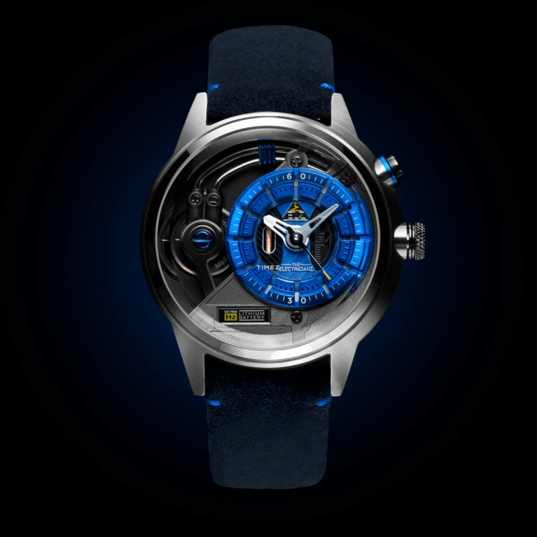 THE ELECTRICIANZ,Other 45mm,45mm,Stainless Steel,Dual,Blue,Silver,Quartz,Glass,Round,ZZ,ZZ-A3C/02