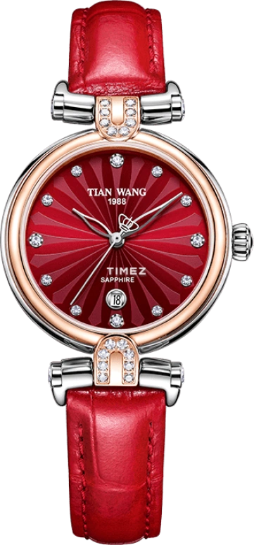 TianWang,Shine ,Stainless Steel,Rose Gold,Wine Red,Quartz,Day,Sapphire,Glass,LS3982TP,LS3982TP.D.LR.R