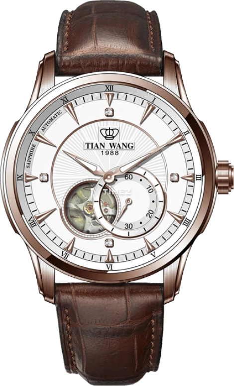 TianWang,Round Times ,Stainless Steel,Rose Gold,White,Automatic,Sapphire,Crystal Glass,Round,GS5963P,GS5963P/D-1