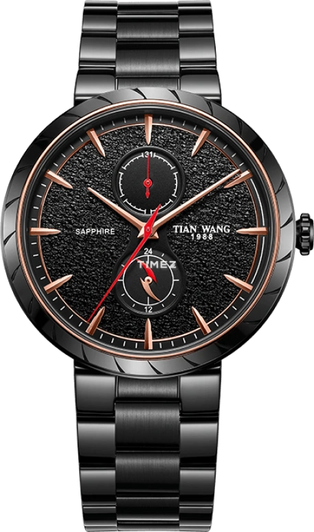 TianWang,Leader 41.50mm,41.50mm,Stainless Steel,Black,Quartz,Day,Dule Time,GS31058CTPB,GS31058CTPB.DD.B.B