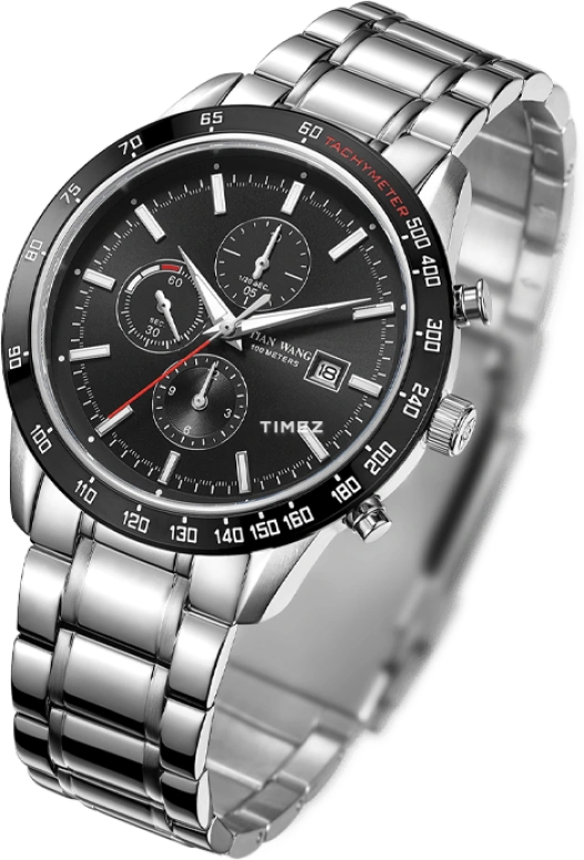 TianWang,Other ,Stainless Steel,Black,Quartz,Chronograph,Day,GS101329BS,GS101329BS.4D.S.B