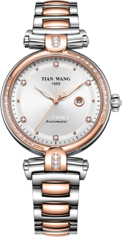 TianWang,Shine ,Stainless Steel,Rose Gold,White,Automatic,Day,Sapphire,Crystal Glass,LS5989TP,LS5989TP.D.TP.W.A