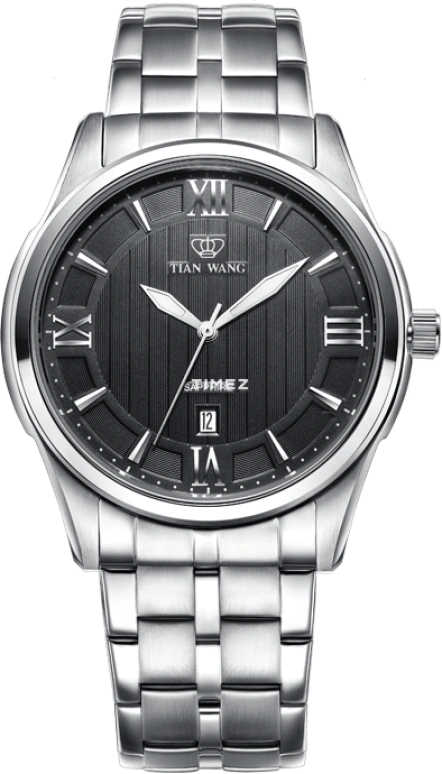 TianWang,Grace ,Stainless Steel,Black,Quartz,Day,Sapphire,Crystal Glass,GS3675S,GS3675S/D