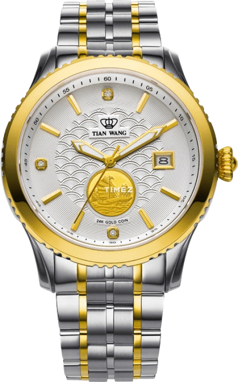 TianWang,Round Times ,Stainless Steel,White,Automatic,Day,Crystal Glass,GS5706T,GS5706T/D-1