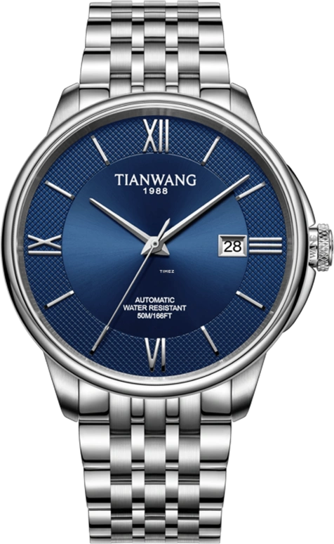 TianWang,Permanent 42.56mm,42.56mm,Stainless Steel,Black,Automatic,Day,Sapphire,Glass,GS51310S,GS51310S.D.S.U