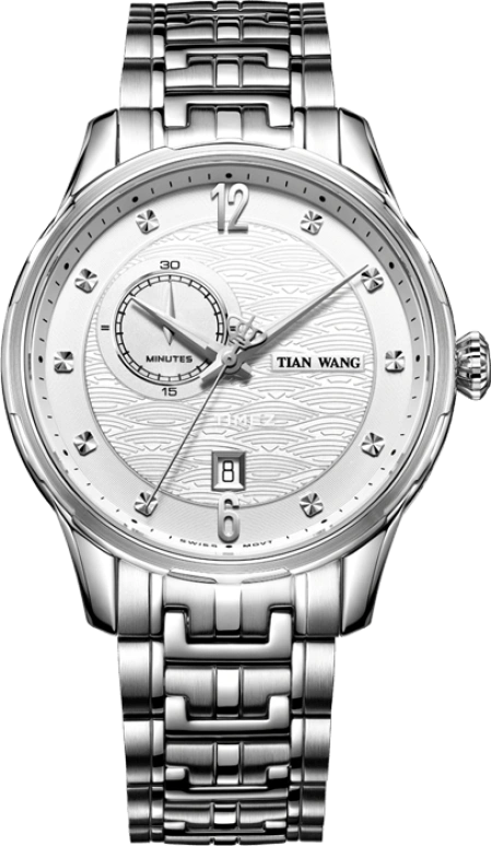 TianWang,Leader ,Stainless Steel,White,Quartz,Day,Sapphire,Glass,GS3761S,GS3761S/DD-A
