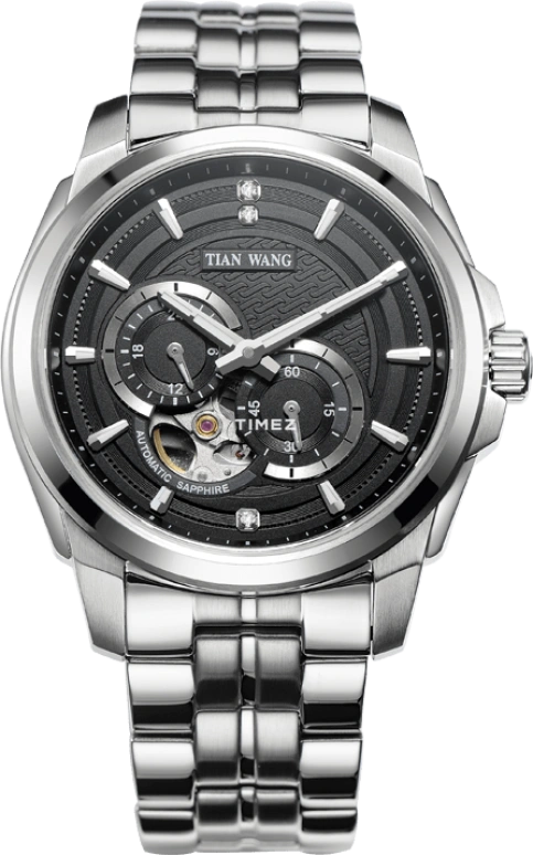 TianWang,MOUNTAINS ,Stainless Steel,Black,Automatic,Sapphire,Glass,Round,GS5809S,GS5809S/DD-B