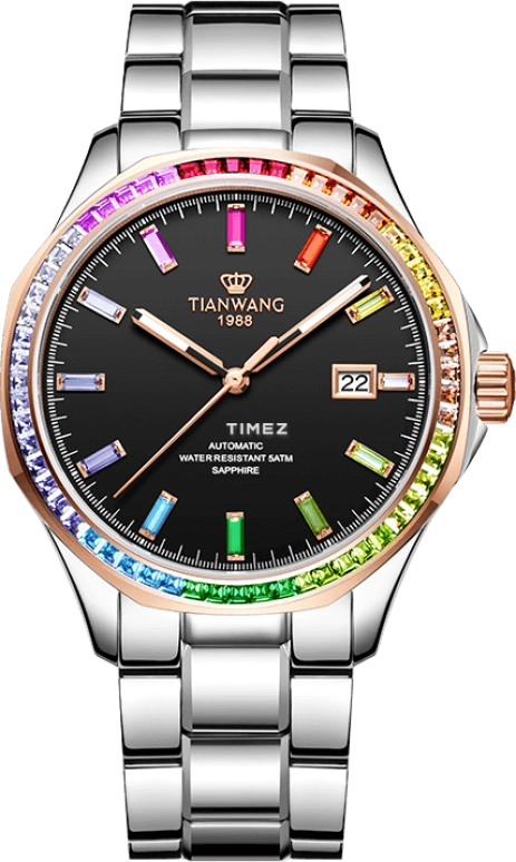 TianWang,Limited Edition 42mm,42mm,Stainless Steel,Black,Automatic,Day,Sapphire,Glass,GS51205TP,GS51205TP.D.S.B