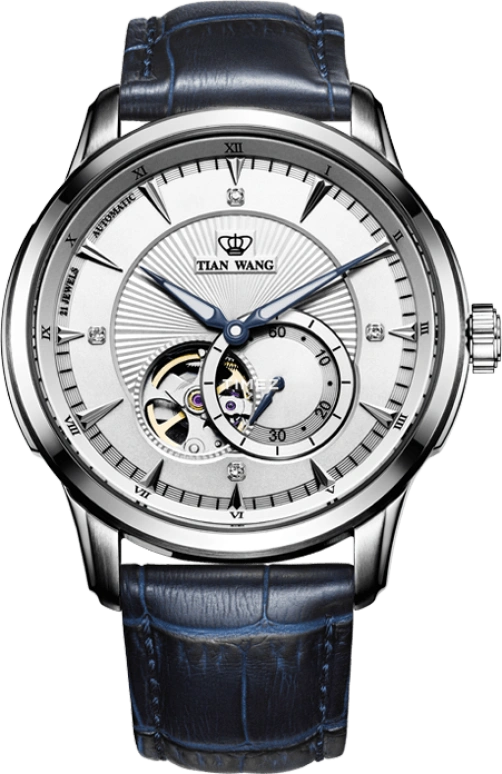 TianWang,Round Times ,Stainless Steel,White,Automatic,Sapphire,Crystal Glass,Round,GS5740S,GS5740S/D-A