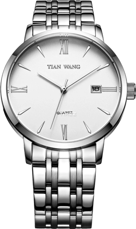 TianWang,Cardiac ,Stainless Steel,White,Quartz,Day,Sapphire,Crystal Glass,GS3774S,GS3774S/D-A