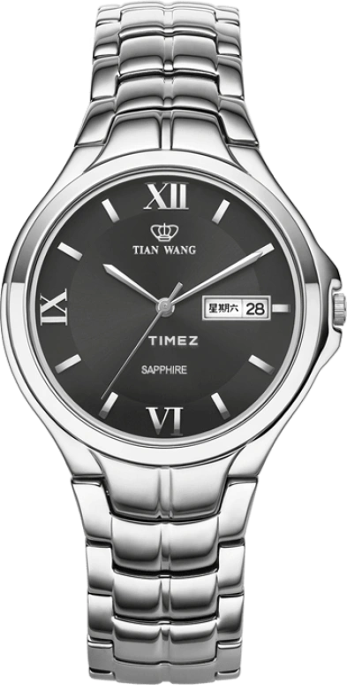 TianWang,Grace ,Stainless Steel,Black,Quartz,Date,Day,GS3362S,GS3362S/DD