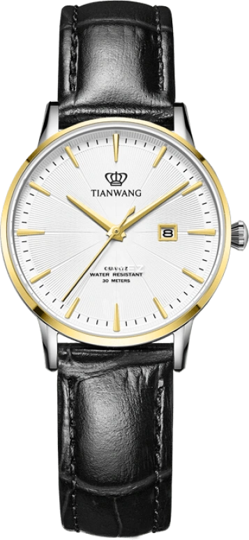 TianWang,Other ,Stainless Steel,White,Quartz,Day,Hardlex,Glass,LS31245T,LS31245T.D.LB.W