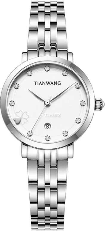 TianWang,Blossoms 28mm,28mm,Stainless Steel,White,Quartz,Day,Crystal Glass,LS31531S,LS31531S.S.W