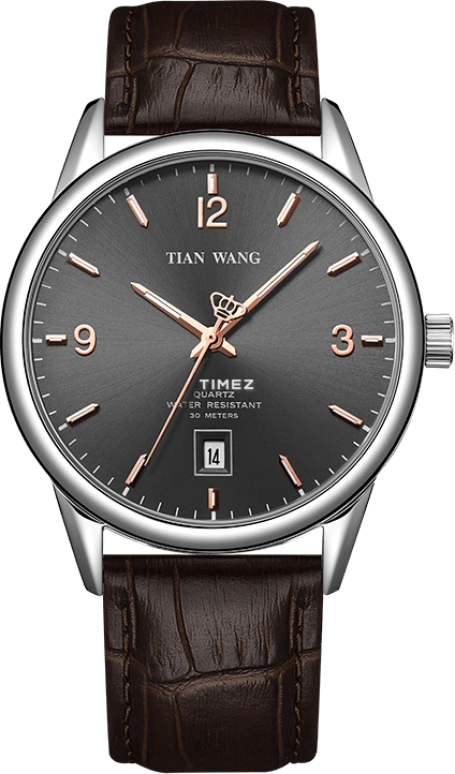 TianWang,Sea ,Stainless Steel,Grey,Black,Quartz,Day,Crystal Glass,GS3922S,GS3922S/D-A