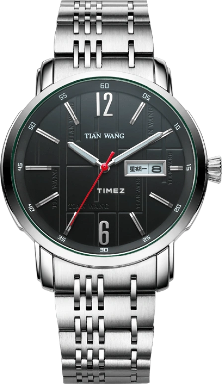TianWang,Grace ,Stainless Steel,Black,Quartz,Date,Day,GS3637S,GS3637S/DD