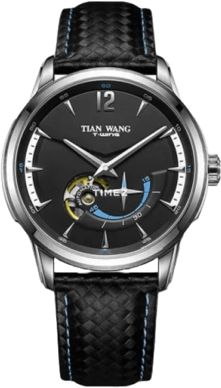 TianWang,Other ,Stainless Steel,Black,Automatic,Power Reserve Indicator,Sapphire,Crystal Glass,GS51077S,GS51077S.D.LB.B