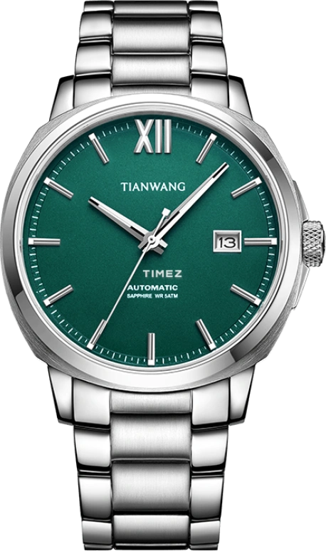 TianWang,MOUNTAINS ,Stainless Steel,Green,Automatic,Day,Sapphire,Crystal Glass,GS51208S,GS51208S.D.S.E