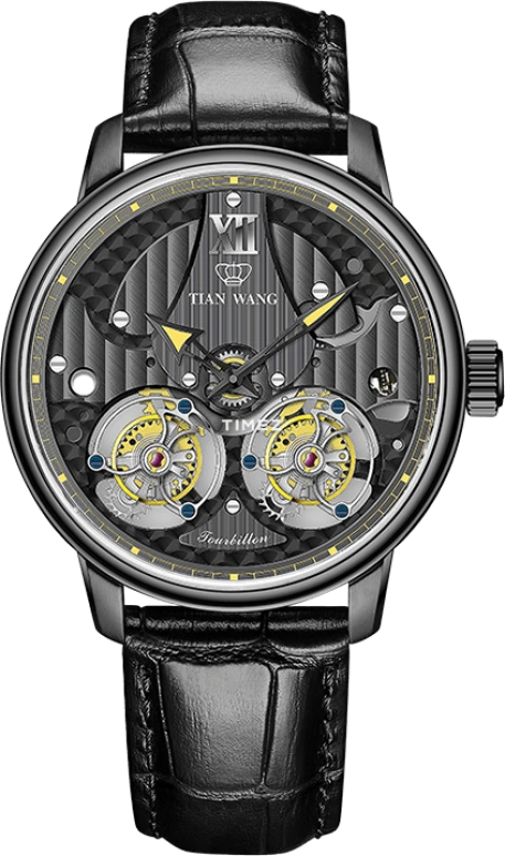 TianWang,Tianjue Tourbillon ,Stainless Steel,Black,Handwound,Tourbillon,Sapphire,Glass,GS5861B,GS5861B-1