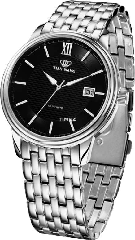 TianWang,Other ,Stainless Steel,Black,Quartz,Day,Sapphire,GS3791S,GS3791S/D-B