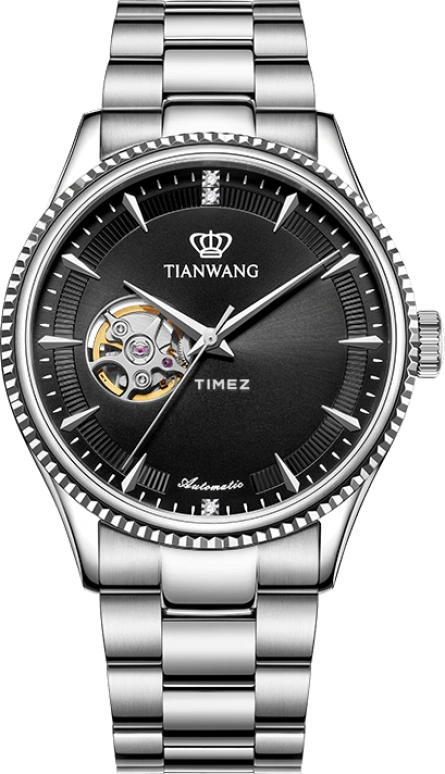 TianWang,Kunlun ,Stainless Steel,Black,Automatic,Crystal Glass,Round,GS51311S,GS51311S.S.B