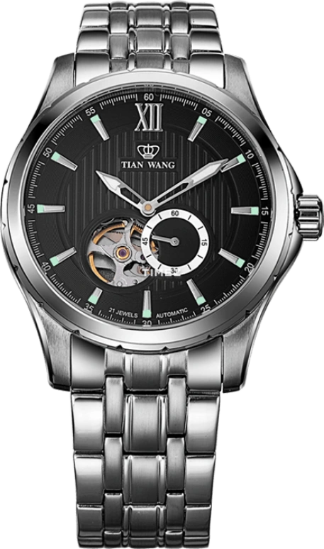 TianWang,Other ,Stainless Steel,Black,Automatic,Sapphire,Glass,Round,GS5734S,GS5734S/D