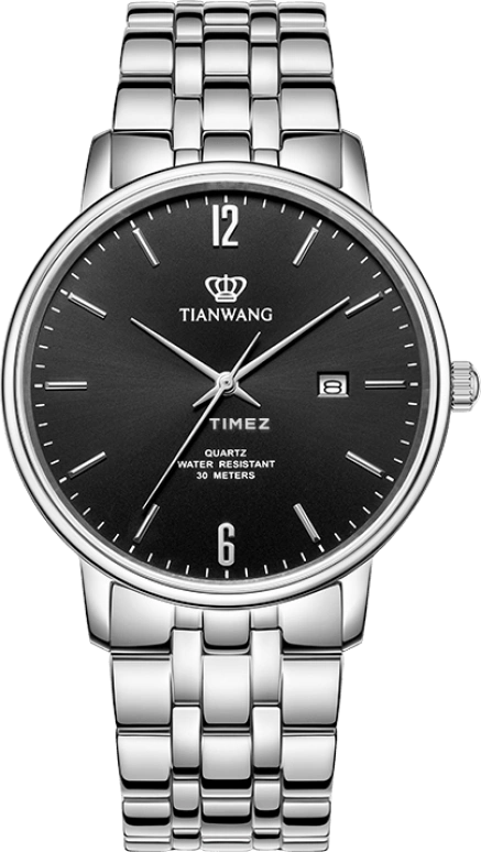 TianWang,Sea 39mm,39mm,Stainless Steel,Black,Quartz,Day,Glass,GS31308S,GS31308S.DSB