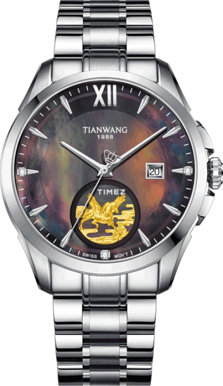 TianWang,Legend 43.20mm,43.20mm,Stainless Steel,Black,Automatic,Day,Sapphire,Crystal Glass,GS51102S,GS51102S.D.S.KB