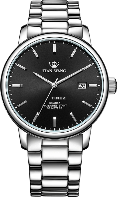 TianWang,Sea ,Stainless Steel,Black,Quartz,Day,Glass,GS3997S,GS3997S.D.S.B