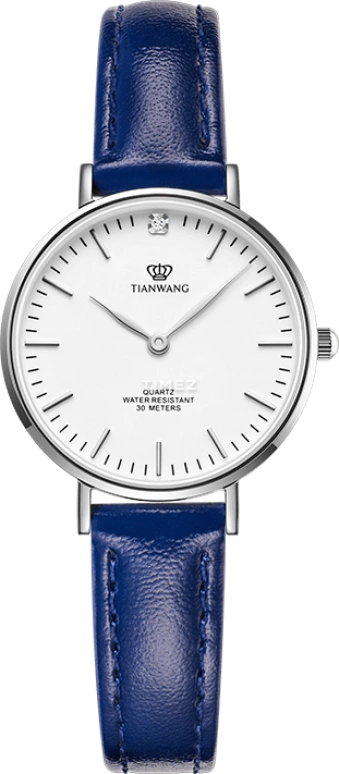TianWang,TWINKLE 29mm,29mm,Stainless Steel,White,Quartz,Crystal Glass,Round,LS3851S,LS3851S.LU.W