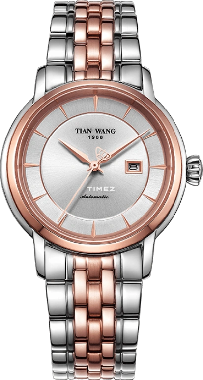 TianWang,Permanent ,Stainless Steel,Rose Gold,Silver,Grey,Automatic,Day,Sapphire,Crystal Glass,LS5938TP,LS5938TP.D.TP.W